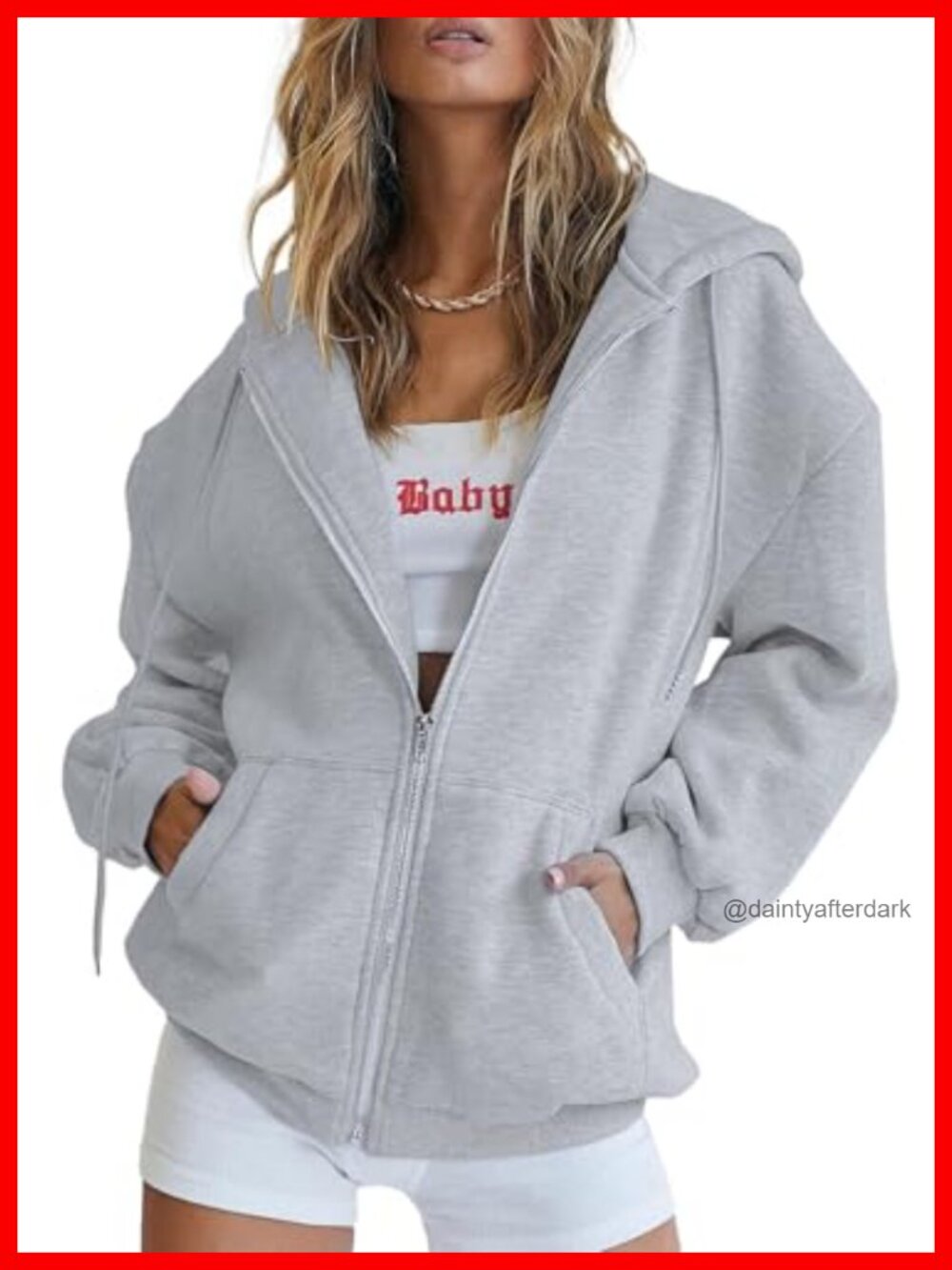 Women's Full Zip Fleece Lined Hoodie Sweatshirt Loose Fit